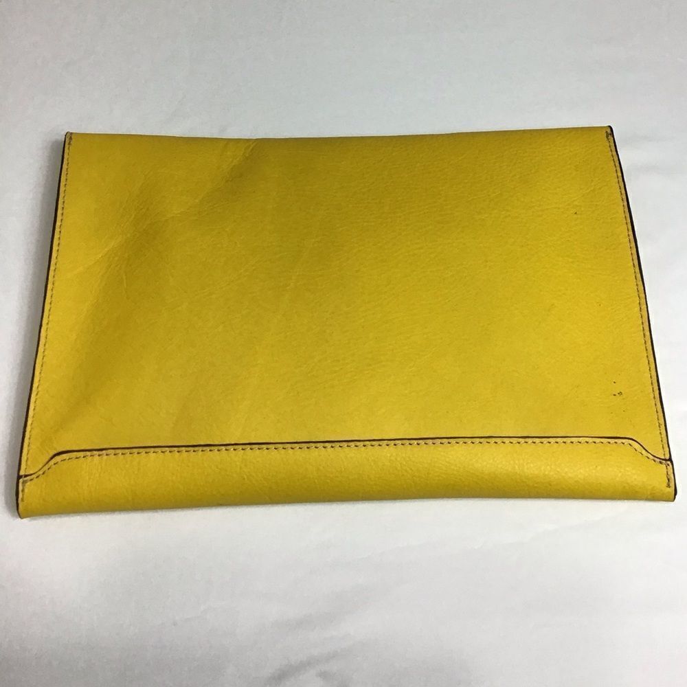 Boldrini Oversized Selleria Yellow Leather Portfolio Envelope Style Clutch - Picture 2 of 12